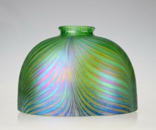 10 " Pulled Feather Dome Shade Blown Art Glass Iridescent Lamp Shade 3.  25 " Fitter