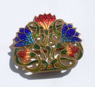 Art Nouveau Gilt Brass & Enamel Part Belt Buckle.  Jewellery Making Brooch Pendant