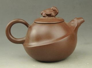 Chinese Antique Yixing Purple Sands Hand - Carved Tortoise Lid Teapot B02