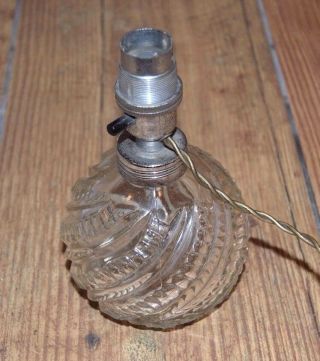 Vintage Mid Century Cut Glass Ball Sphere Lamp Elegant Braided Cord