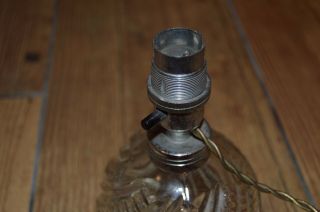 Vintage Mid Century Cut Glass Ball Sphere Lamp Elegant Braided Cord 5