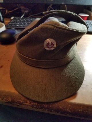 Vintage East German Army soft hat w/flaps 2