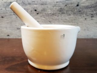 Vintage Coors Porcelain 820 Mortar Pestle Apothecary Pharmacy Lab Spice