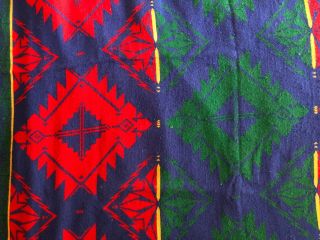 Vintage Beacon Mills Camp Blanket 86x74 Southwest design red/blue/green 2