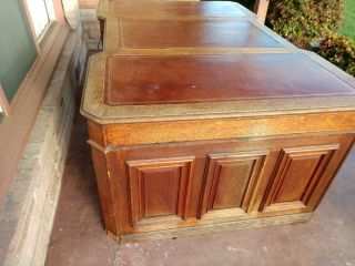 Antique Oak Partners Desk Leather Top Hand Crafted 5