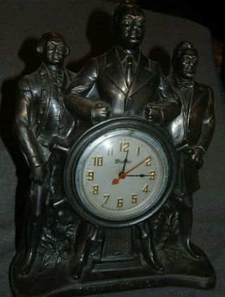 Roosevelt Washington Lincoln - FDR Steering the Ship - Spirit of USA Clock 1934 5