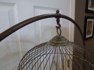 Vintage Brass and Steel Oval Floor Standing Bird Cage circa 1930 - 1940 (r - 14) 7