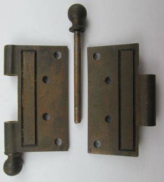 Antique Eastlake Movement 3x3 Cast Iron Hinges 8 Hole Removable Pin 4