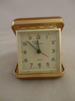 Vintage Ingraham Luminous Wind Up Travel Alarm Clock