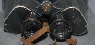 WWII GERMAN ZEISS RARE VARIANT 7X50 WIDE ANGLE U - BOAT BINOCULARS RUBBER ARMORED 3