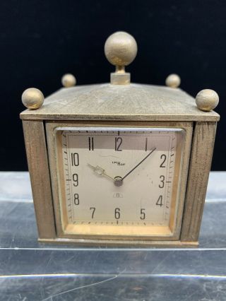 Vintage Bucherer Imhof Brass Or Bronze Cube Clock & Weather Guages Swiss Made