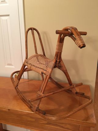Vintage Wicker Bentwood Rocking Horse Exc Cond