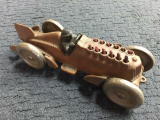 Hubley Vintage Cast Iron Toy Race Car With Moving Pistons Paint 10”