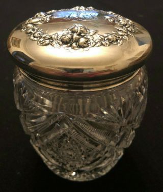 Large Crystal Jar With Sterling Silver Lid