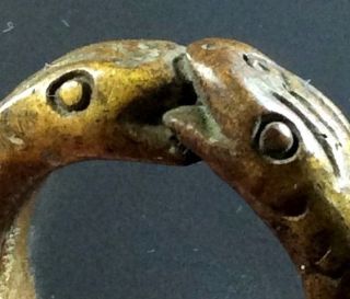Antique 2 Head Snake Ring Amulet Serpent Charm Thai Amulets Holy Talisman Power