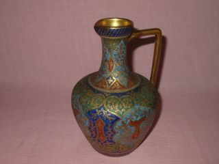 Antique 19th C Royal Bonn Franz Mehlem German Porcelain Tapestry Pitcher Vase