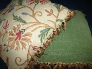 vintage CREWEL WORK CUSHION COVERS WITH FABULOUS TASSEL TRIM 3
