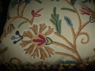 vintage CREWEL WORK CUSHION COVERS WITH FABULOUS TASSEL TRIM 4