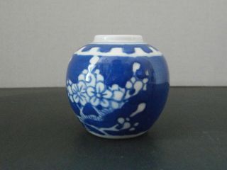 Small Chinese Blue And White Prunus Flower Pot With Double Circles 2 - 1/4 " Tall
