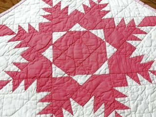 Pink Vintage Feathered STAR Table Quilt Runner 36 x 19 Cottage 4