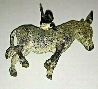 Antique Vienna Bronze Cold Painted Donkey with African Rider Figurine Statue 4