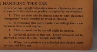 Antique Seaboard Air Line Railway Railroad Car Explosives Warning & Rules Sign 5
