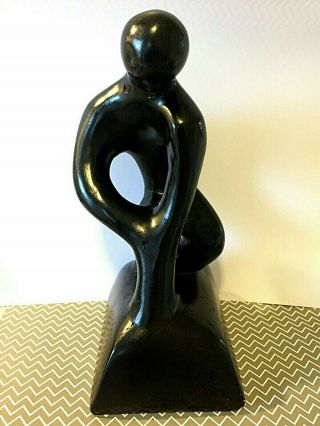 Alexander Backer Co Man Abstract Sculpture Chalkware Black Rare Statue Bookend