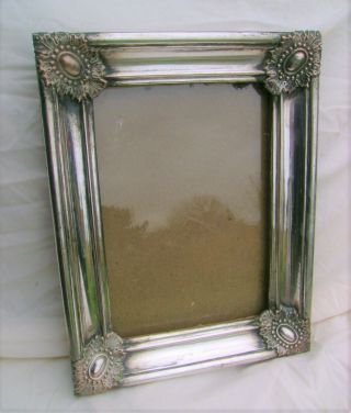 Arts And Crafts/art Nouveau Silvered Copper On Wood Picture Frame.