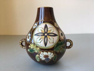 C1900 Antique Austrian Majolica Art Pottery Vase Gerbing & Stephan,  Thoune Style