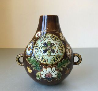 c1900 Antique Austrian Majolica Art Pottery Vase Gerbing & Stephan,  Thoune Style 2