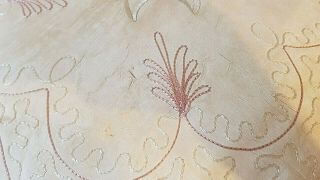 ANTIQUE VICTORIAN FEATHER BOUDOIR CUSHION - PINK HAND EMBROIDERY SATIN & RUFFLES 7