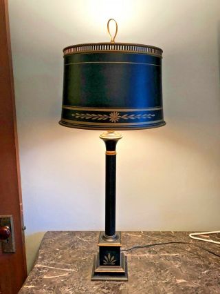 Bouillotte Vintage Metal Tole Table Lamp Arts & Crafts - 29 "