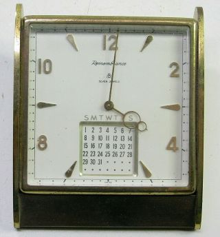 Vintage Remembrance Swiss 8 Day Calendar Travel Shelf Desk Clock Parts Repair