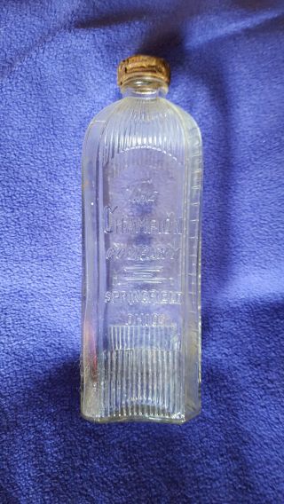 The Champion Company Vintage Mortuary Glass Embalming Fluid Bottle Springfield O