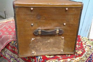 Vintage 1920 ' s Liprosta Travel Trunk Leather & Brass RUSTIC CHIC COFFEE TABLE 2