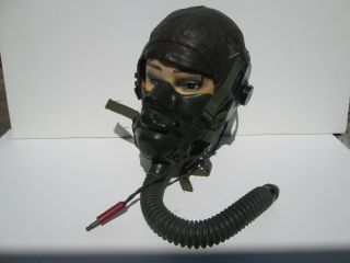 Ww 2 Usa Type A - 11 Leather Flight Helmet & Receiver,  & Oxygen Mask A - 14 Demand