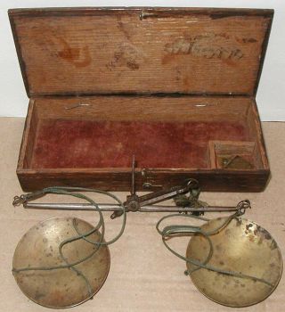 Old Antique 1800s? Hand - Held Assayer Apothecary Pharmceutical Gold Scale
