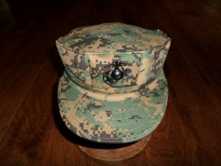 Marine Corps Style Utility Hat U.  S.  M.  C Digital Woodland Cap Size Large 7 1/2