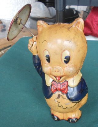 1939 Vintage Marx Tin Wind Up Toy Porky Pig