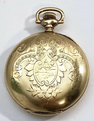Antique 14k Gold Filled Elgin Double Hunter Pocket Watch Seven Jewels 1899