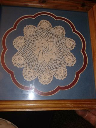 Hand Made Vintage Crocheted Lace Doily In Custom Matted Frame