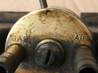 Vintage Antique Laboratory Bunsen Burner Gas Air Cast Iron Base LOOK 3