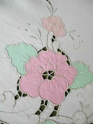 Antique Madeira Tablecloth - Hand Embroidered - 62 " X 100 "