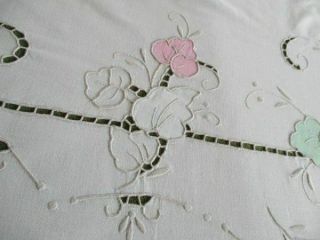 ANTIQUE MADEIRA TABLECLOTH - HAND EMBROIDERED - 62 