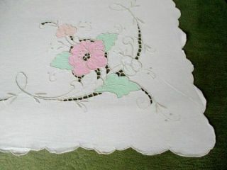 ANTIQUE MADEIRA TABLECLOTH - HAND EMBROIDERED - 62 