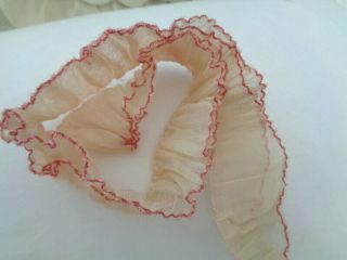Antique Double Ruffles Organza Trim Fragment Perfect For Flowers 15 " By 1 "