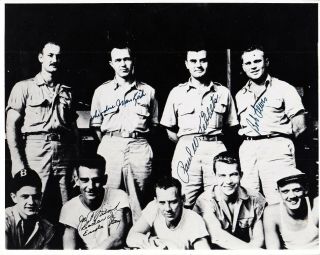 Atom Bomb: Enola Gay Crew.  Photo Signed By Tibbets,  Lewis,  Van Kirk,  Stiborik.
