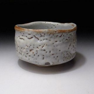 VJ6: Japanese Pottery Tea bowl,  Shino ware by Famous potter,  Shuichi Sawada 3
