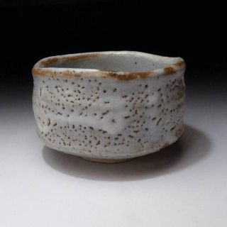 VJ6: Japanese Pottery Tea bowl,  Shino ware by Famous potter,  Shuichi Sawada 4