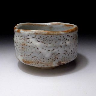 VJ6: Japanese Pottery Tea bowl,  Shino ware by Famous potter,  Shuichi Sawada 5